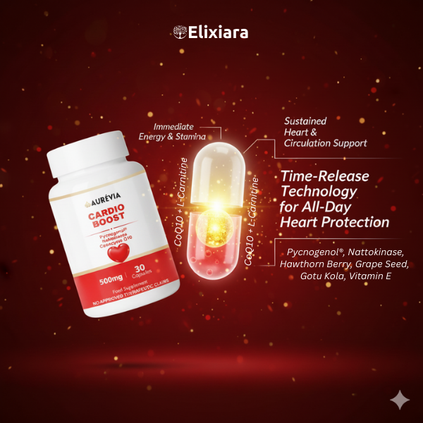 CardioBoost time-release heart supplement for sustained circulation, steady energy, and all-day protection.