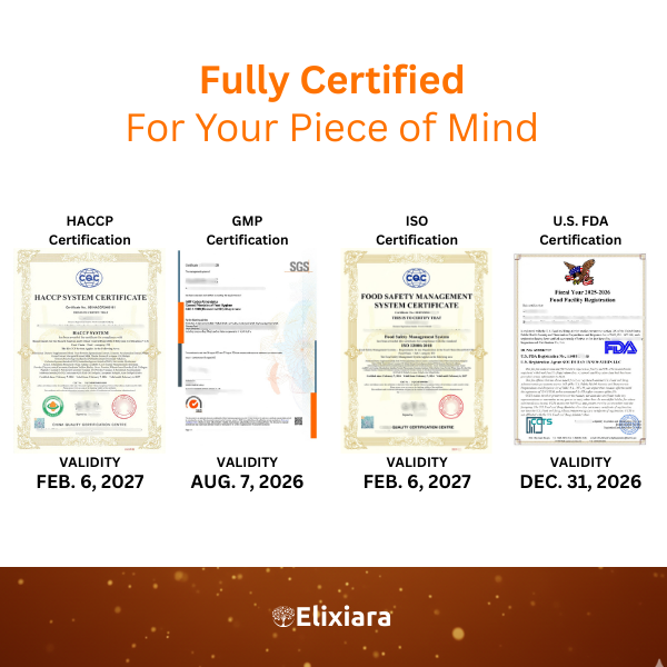 D+ Core Complete supplement certified by US FDA, GMP, HACCP, ISO – quality and safety guaranteed