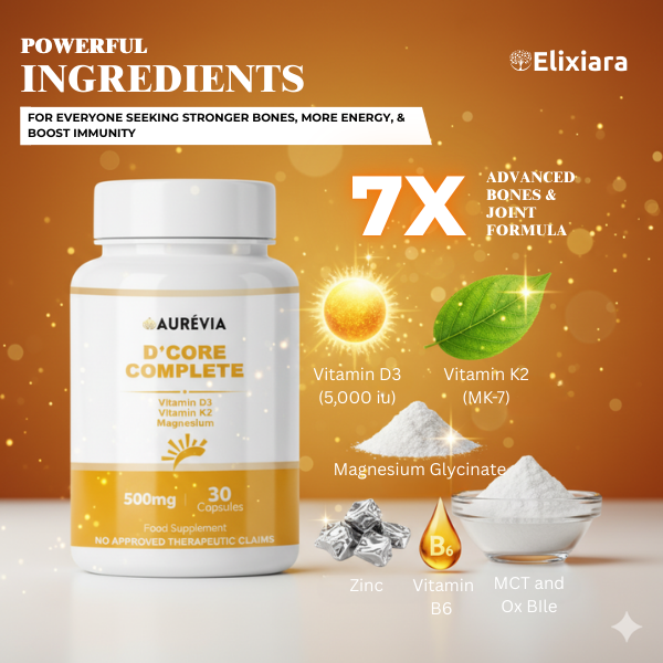 D+ Core Complete advanced supplement with Vitamin D3, K2, Magnesium, Zinc, B6, MCT, and Ox Bile for complete heart, bone, and energy health D+ Core Complete advanced supplement with Vitamin D3, K2, Magnesium, Zinc, B6, MCT, and Ox Bile for complete heart, bone, and energy health