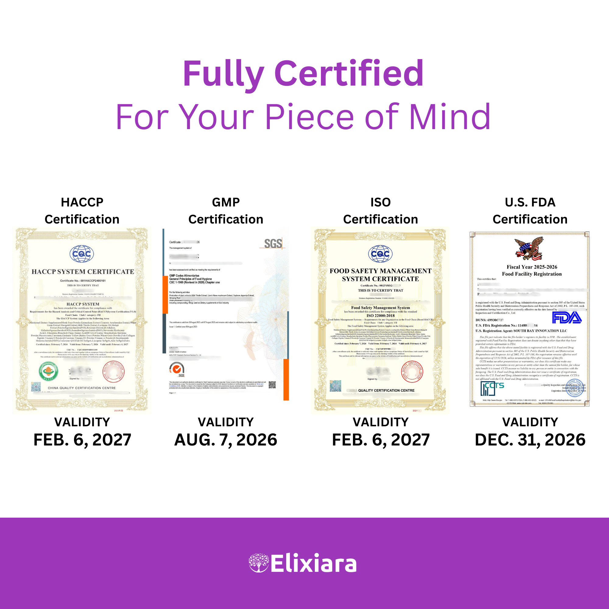 Sleep Guard certificates – U.S. FDA approved, GMP, HACCP, and ISO certified supplement for quality and safety