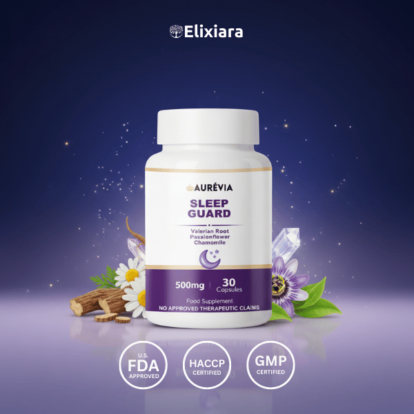 Sleep Guard natural sleep supplement description – promotes restful sleep, stress relief, and relaxation