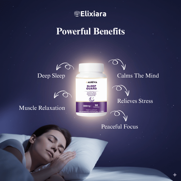 Benefits of Sleep Guard supplement – supports deep sleep, reduces stress, improves mood, and enhances overall health