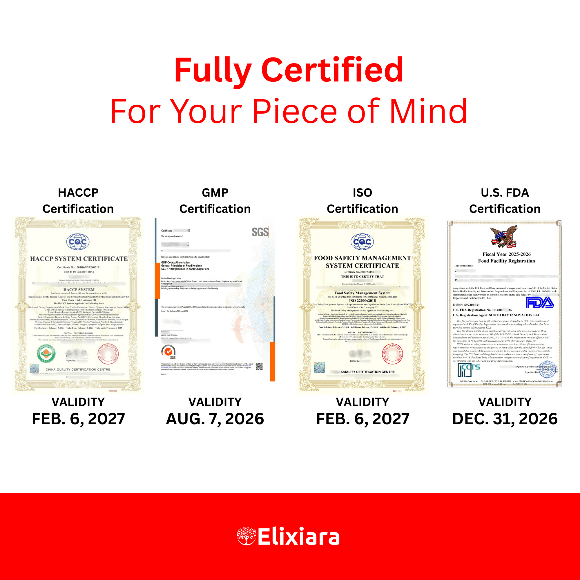 Cardio Boost certifications – U.S. FDA, GMP, HACCP, and ISO approved supplement for safe and trusted quality