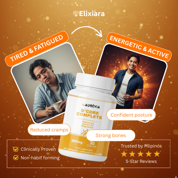 D+ Core Complete advanced supplement with Vitamin D3, K2, Magnesium, Zinc, B6, MCT, and Ox Bile for complete heart, bone, and energy health