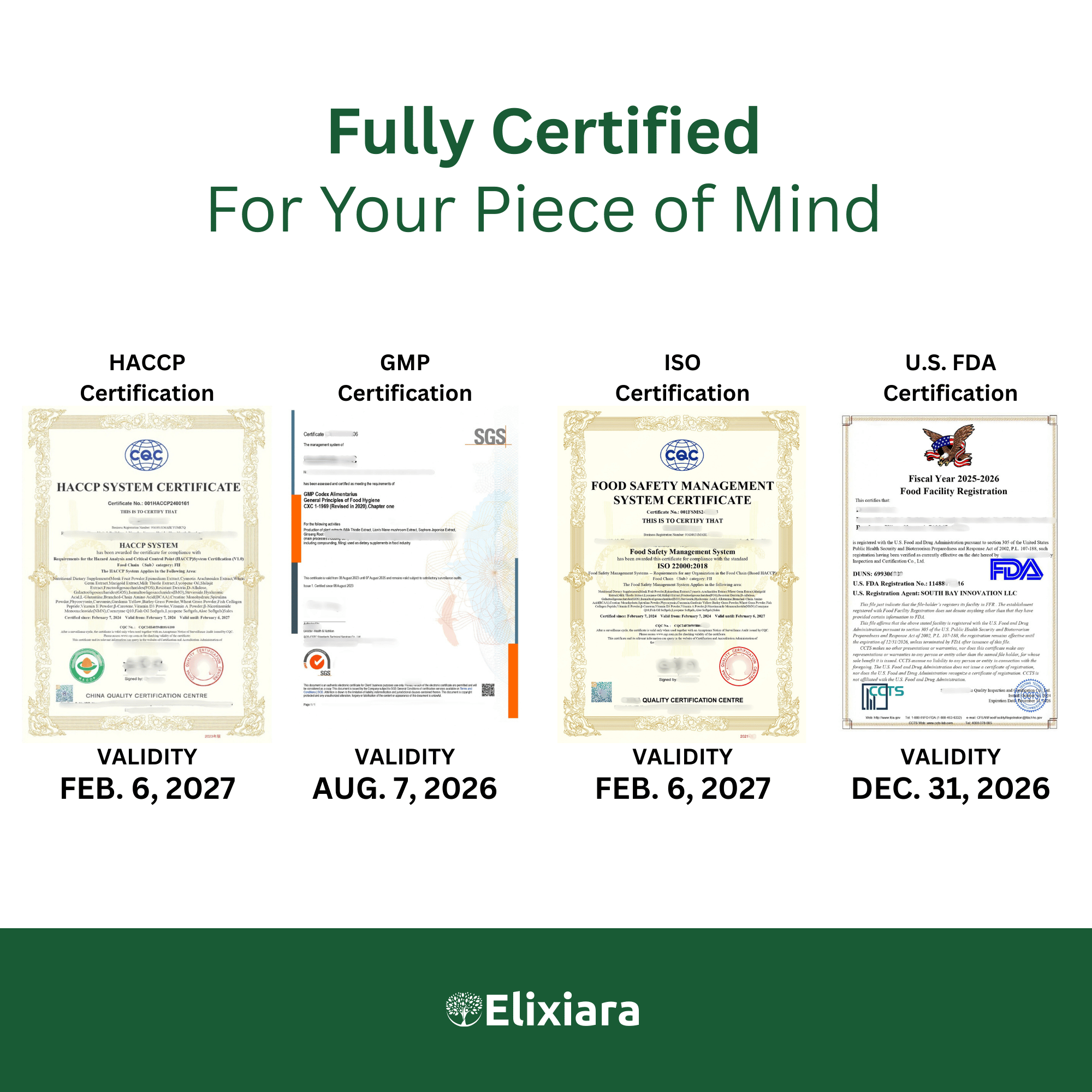 Gluco Optima certified safe – U.S. FDA registered, GMP, HACCP, and ISO certified supplement