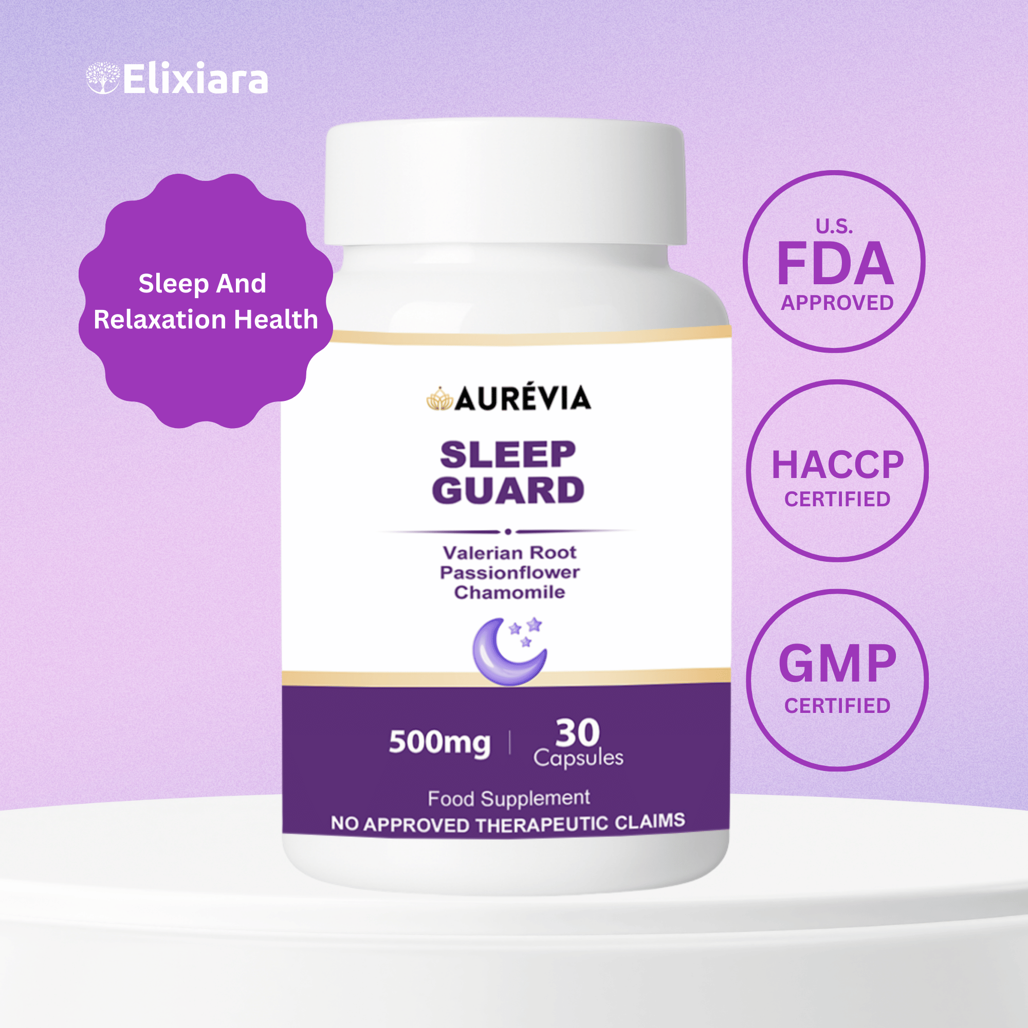 Sleep Guard natural sleep supplement description – promotes restful sleep, stress relief, and relaxation